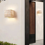 Minimalist Travertine Stone Square Outdoor Wall Light LED 1-Light Lasson Living