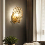 Art Deco Brass Glass Seashell Wall Sconce LED 1-Light Lasson Living