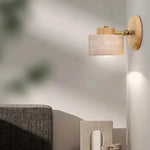 Minimalist Travertine Wood Cylinder Wall Sconce LED 1-light Lasson Living
