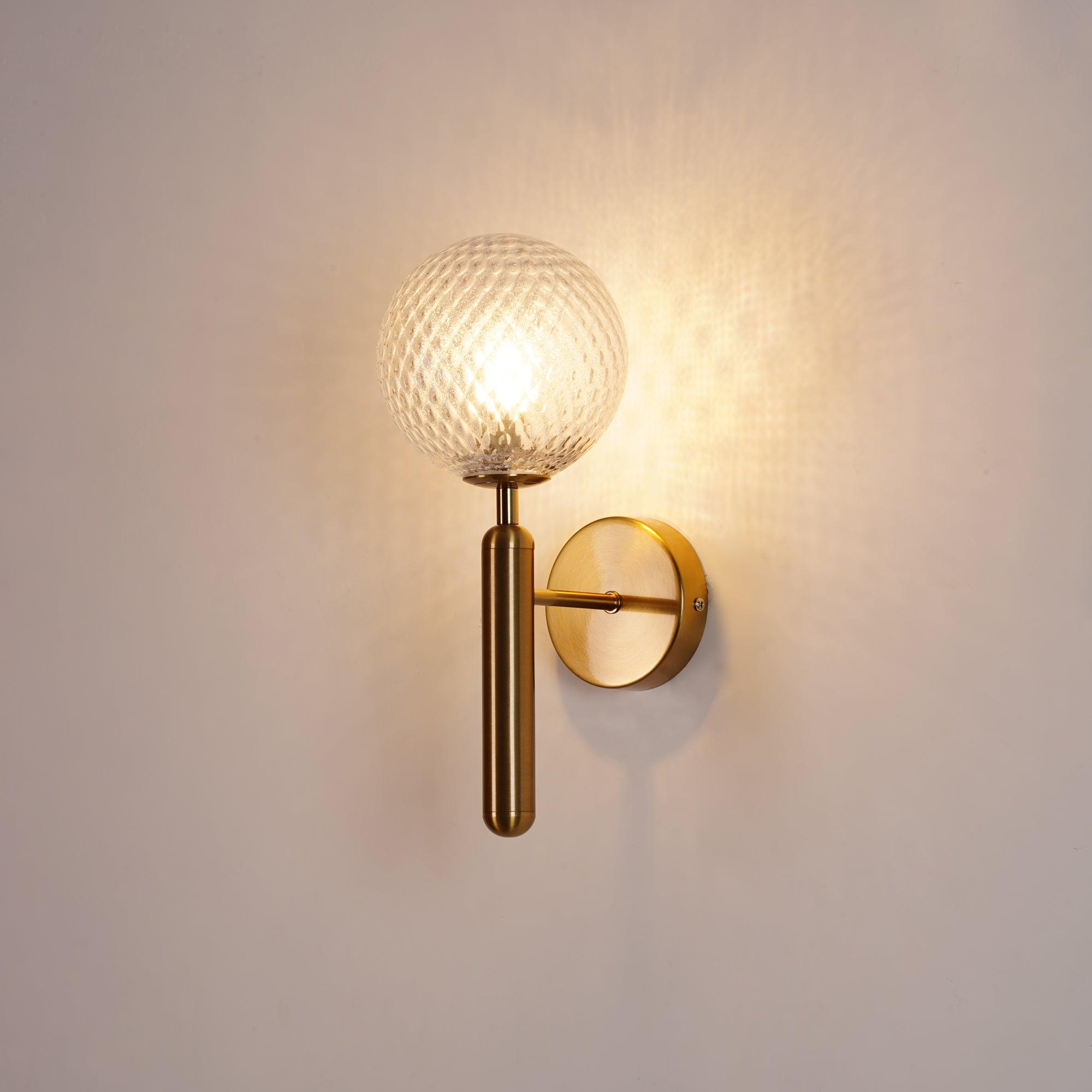 Scandinavian Brass Glass Globe LED Wall Light 1-Light Lasson Living