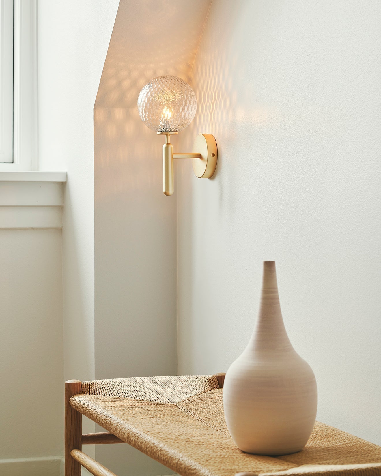 Scandinavian Brass Glass Globe LED Wall Light 1-Light Lasson Living