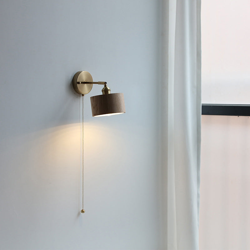 Scandinavian Brass Wood Wall Sconce Lamp 1-Light Lasson Living