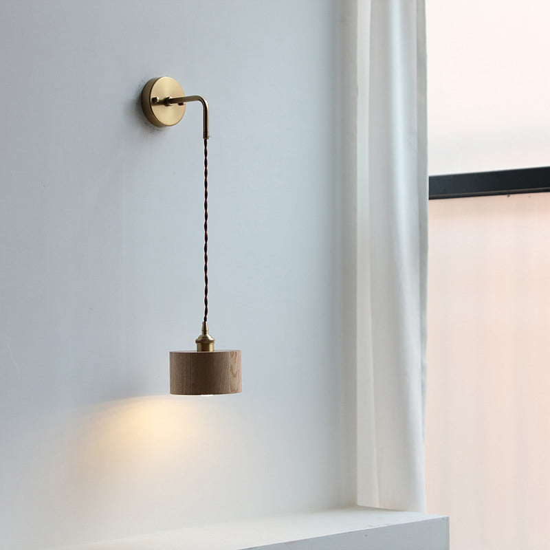 Scandinavian Brass Wood Wall Sconce Lamp 1-Light Lasson Living