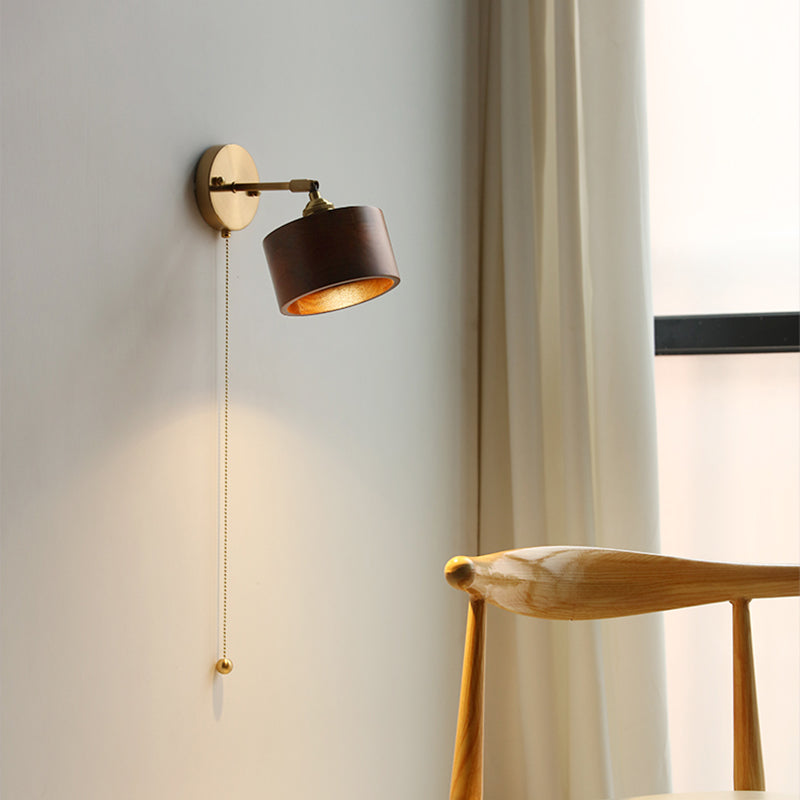 Scandinavian Brass Wood Wall Sconce Lamp 1-Light Lasson Living