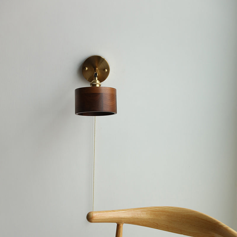 Scandinavian Brass Wood Wall Sconce Lamp 1-Light Lasson Living