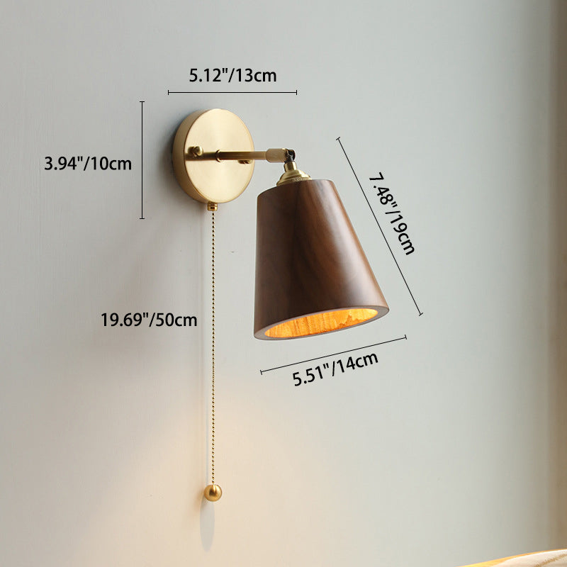 Scandinavian Brass Wood Wall Sconce Lamp 1-Light Lasson Living