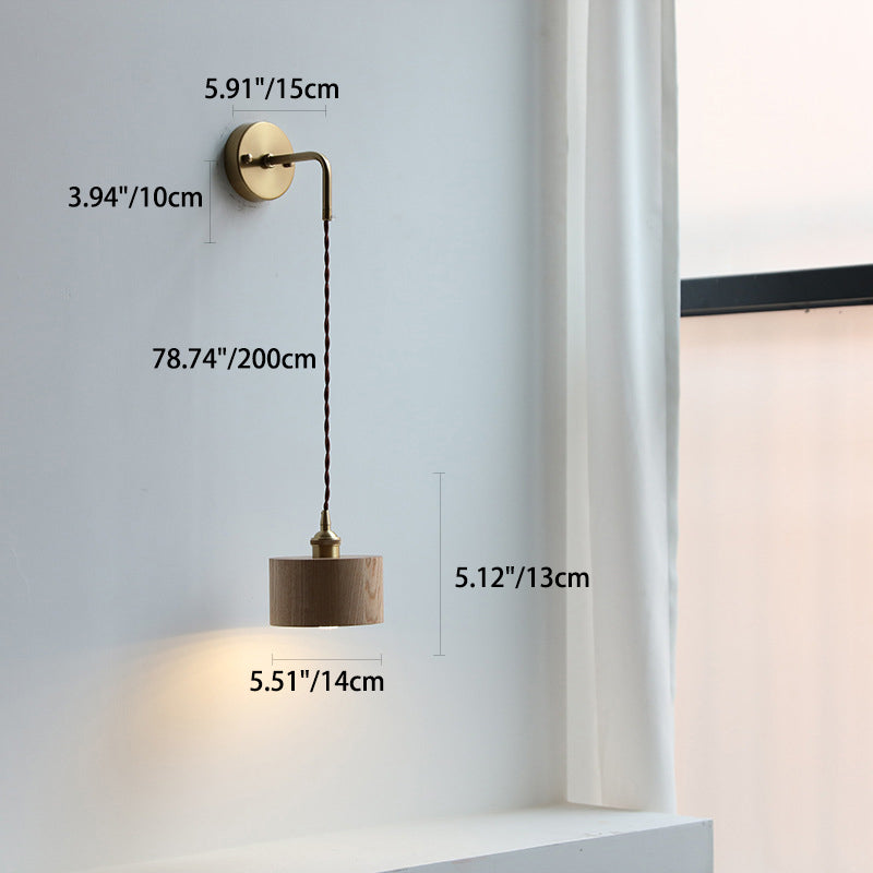 Scandinavian Brass Wood Wall Sconce Lamp 1-Light Lasson Living