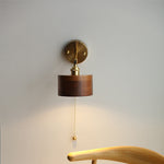 Scandinavian Brass Wood Wall Sconce Lamp 1-Light Lasson Living