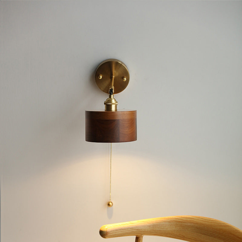 Scandinavian Brass Wood Wall Sconce Lamp 1-Light Lasson Living