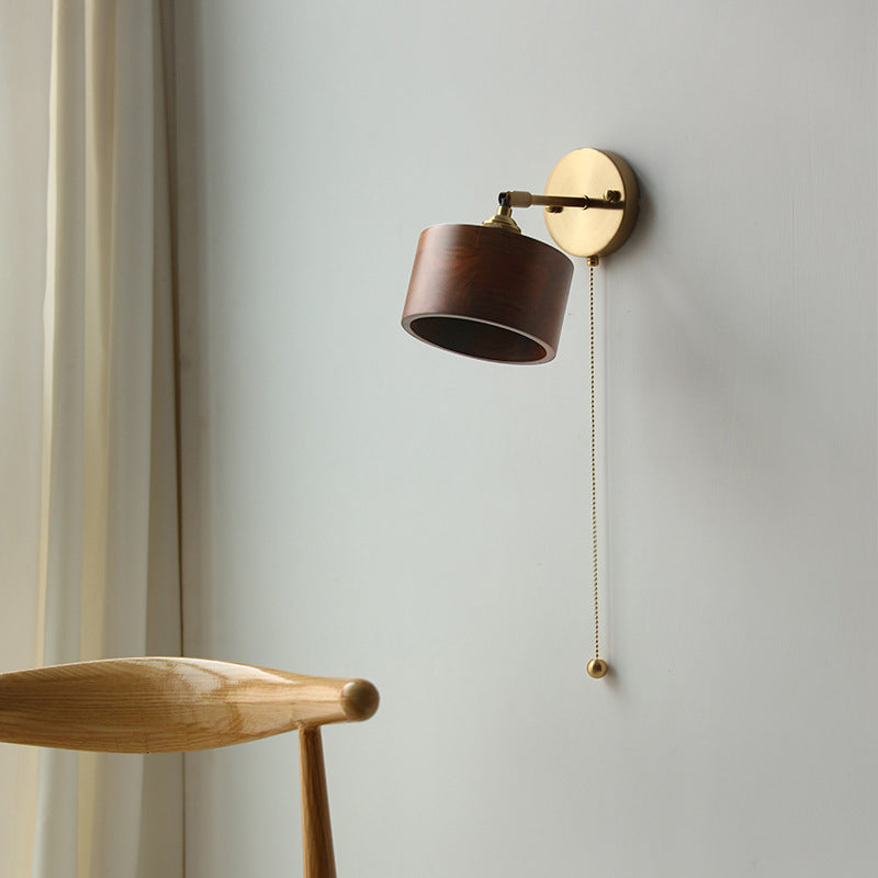Scandinavian Brass Wood Wall Sconce Lamp 1-Light Lasson Living