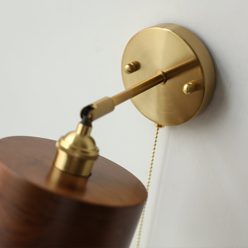 Scandinavian Brass Wood Wall Sconce Lamp 1-Light Lasson Living