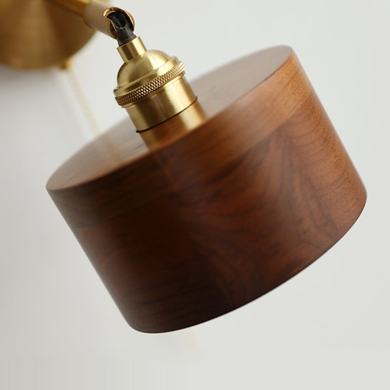 Scandinavian Brass Wood Wall Sconce Lamp 1-Light Lasson Living