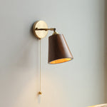 Scandinavian Brass Wood Wall Sconce Lamp 1-Light Lasson Living