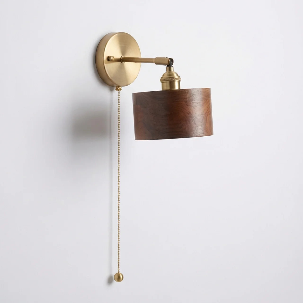 Scandinavian Brass Wood Wall Sconce Lamp 1-Light Lasson Living