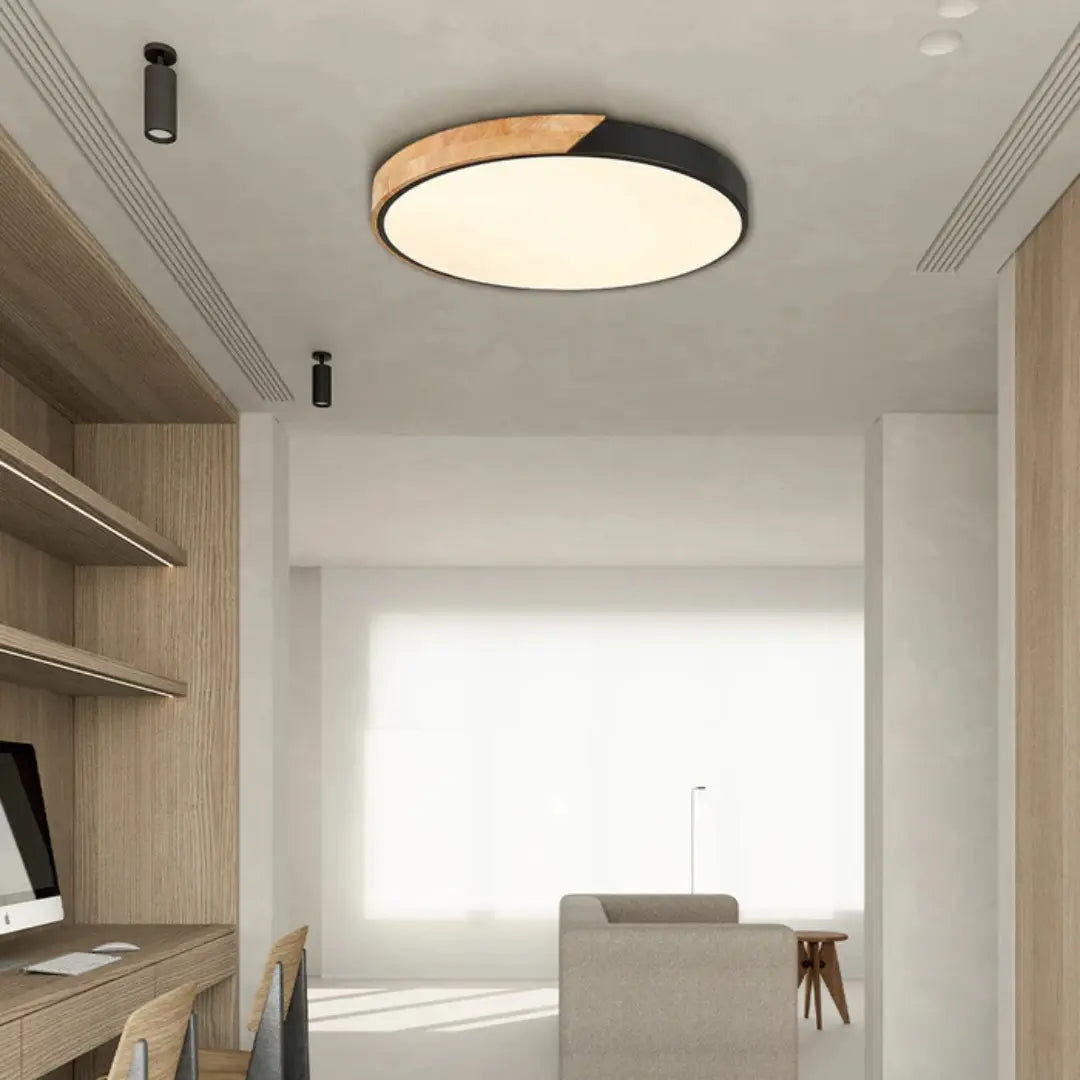 Scandinavian Wooden LED Ceiling Light Fixture – Modern Flush Mount Design for Cozy Ambiance Lasson Living