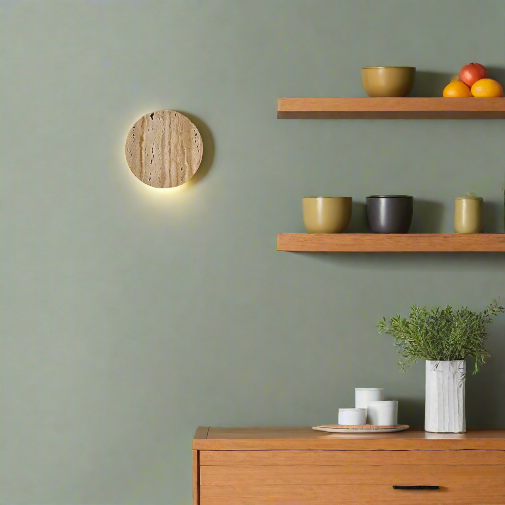 Japanese Wabi-Sabi Travertine Stone Wall Sconce LED 1-Light Lasson Living