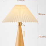 Japanese Minimalist Wooden Pleated Fabric LED Table Lamp 1-Light Lasson Living