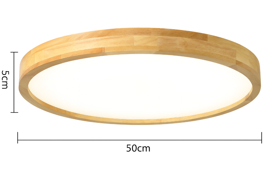 Nordic Solid Wood Round Ultra-thin LED Flush Mount Ceiling 1-Light Lasson Living