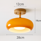 Nordic Wooden Dome Glass LED Semi-Flush Mount Ceiling Light 1-Light Lasson Living