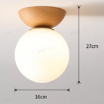 Nordic Wood Glass Globe 1-Light Ceiling Light Lasson Living