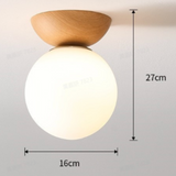 Nordic Wood Glass Globe 1-Light Ceiling Light Lasson Living