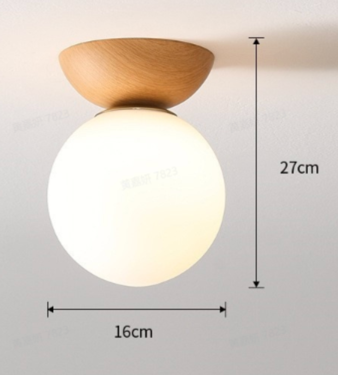 Nordic Wood Glass Globe 1-Light Ceiling Light Lasson Living