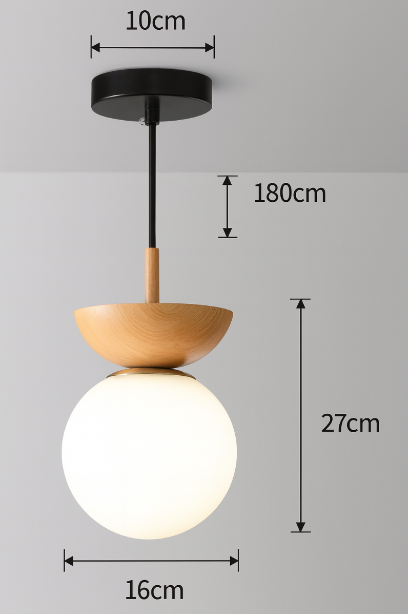 Nordic Wood Glass Globe 1-Light Ceiling Light Lasson Living
