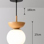 Nordic Wood Glass Globe 1-Light Ceiling Light Lasson Living