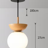 Nordic Wood Glass Globe 1-Light Ceiling Light Lasson Living