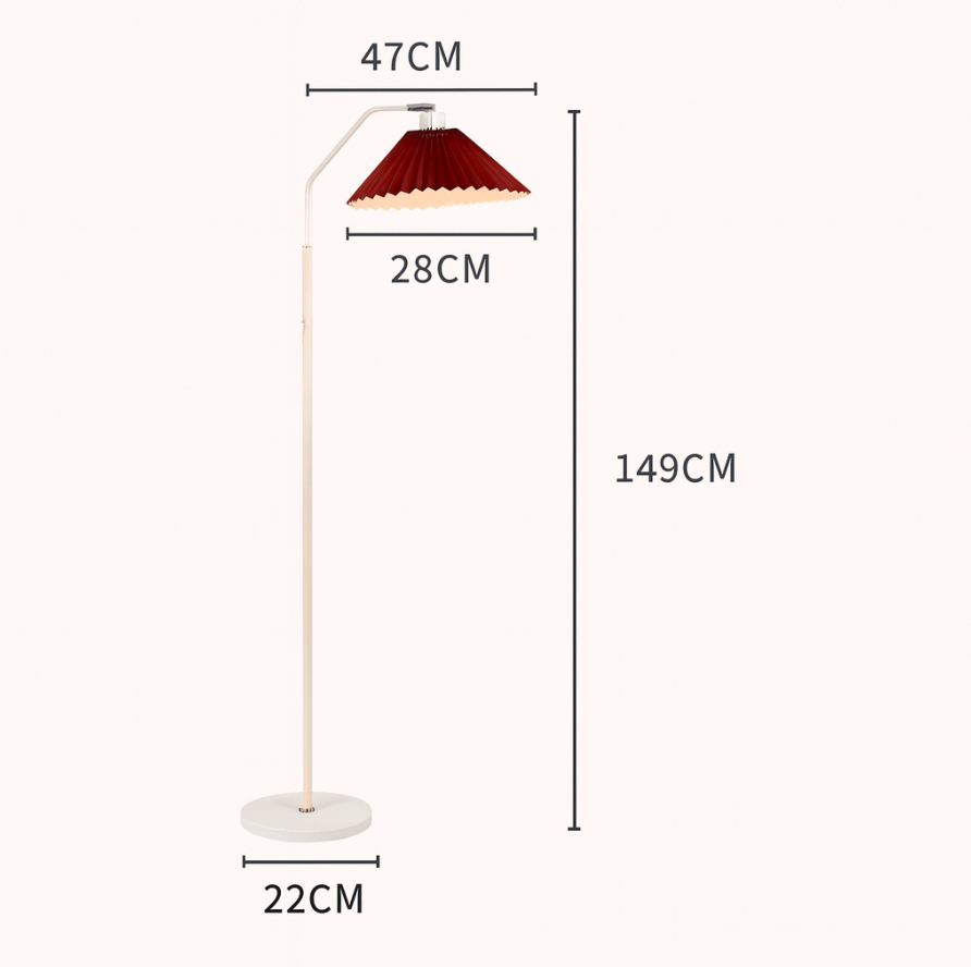 Minimalist Pleated Fabric Shade LED Floor Lamp | 1-Light Standing Lasson Living
