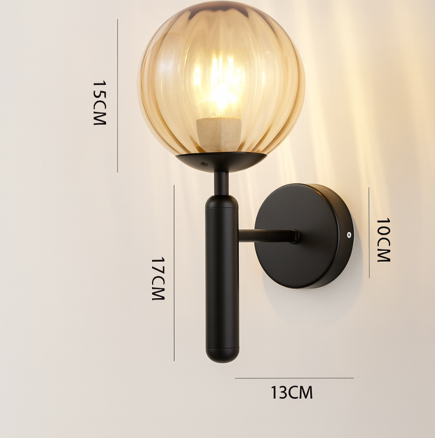 Nordic Brass Glass Globe Wall Sconce LED 1-Light Lasson Living