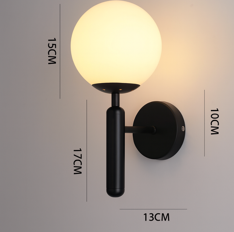 Nordic Brass Glass Globe Wall Sconce LED 1-Light Lasson Living