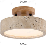 Modern Minimalist Travertine Round LED Ceiling Light 1-Light Lasson Living
