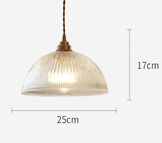 Modern Ribbed Clear Glass Dome Pendant Light | 1-Light Lasson Living