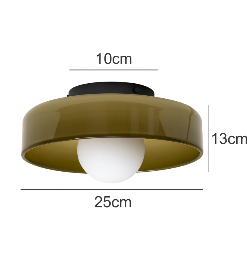 Nordic Glass Olive Disc Wall & Ceiling Light LED 1-light Lasson Living