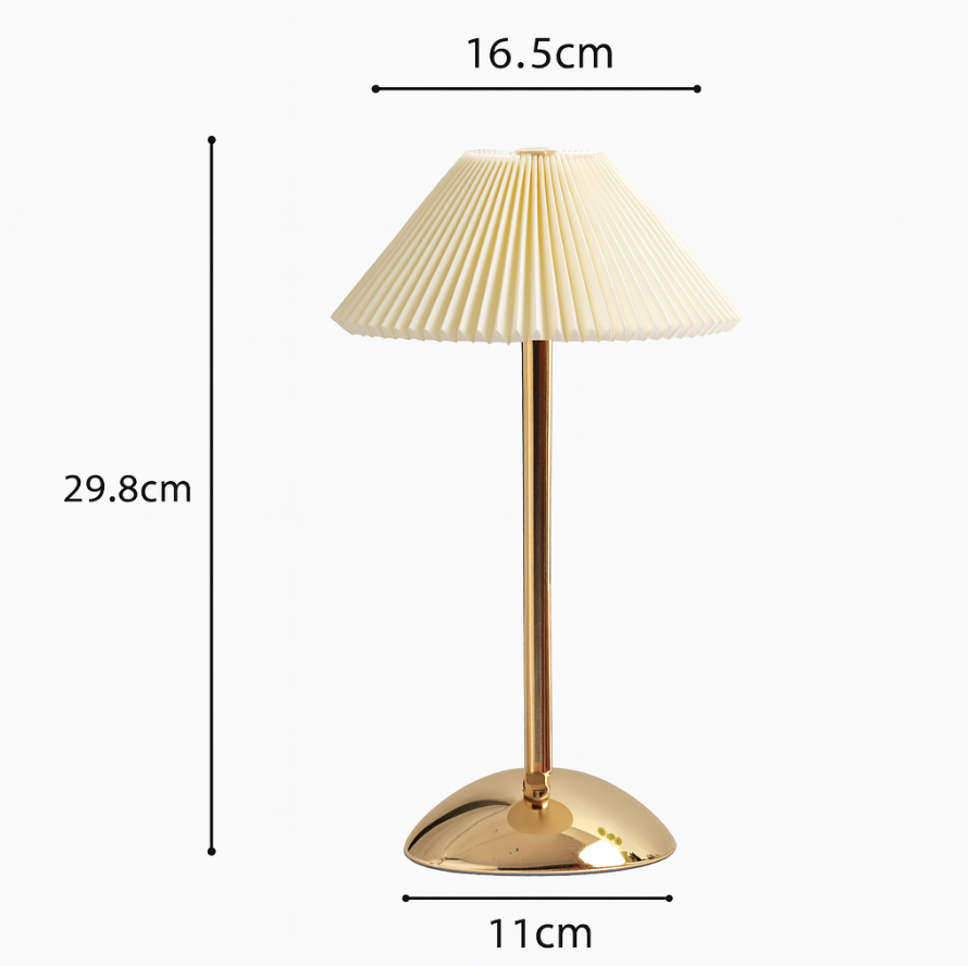 Scandinavian Brass Pleated Fabric Cone Table Light | 1-Light Lasson Living