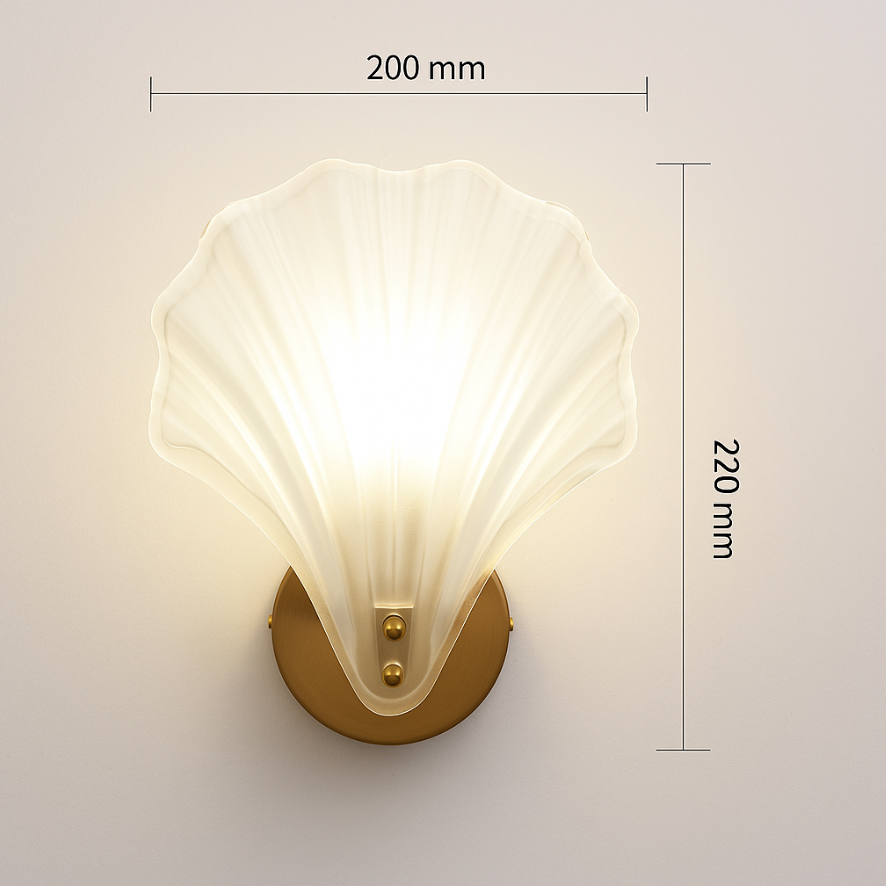 Art Deco Brass Glass Seashell Wall Sconce LED 1-Light Lasson Living