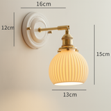 Vintage Japanese Ceramic Brass 1-Light Wall Light Lasson Living