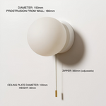 Nordic Minimalist Glass Globe Wall Sconce LED 1-Light with Pull Cord Lasson Living