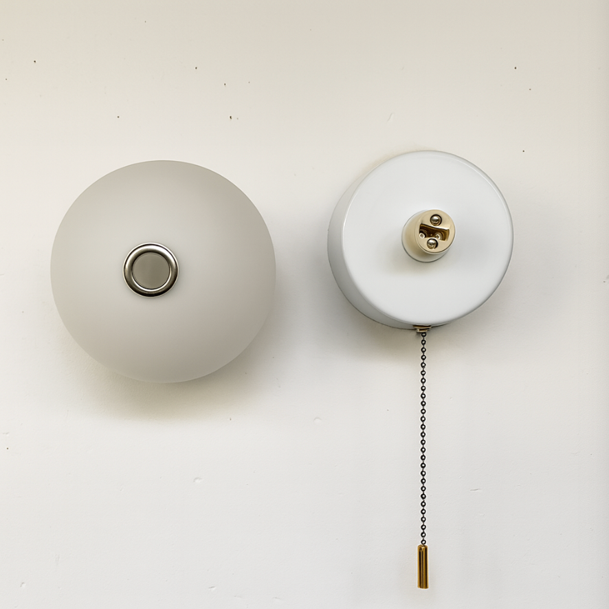 Nordic Minimalist Glass Globe Wall Sconce LED 1-Light with Pull Cord Lasson Living