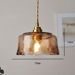 Vintage Amber Round Glass Brass Pendant Light 1-Light Lasson Living