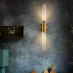 Nordic Water-Ripple Glass Brass Wall Sconce LED 1-Light Lasson Living