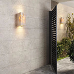 Minimalist Travertine Stone Square Outdoor Wall Light LED 1-Light Lasson Living