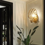 Art Deco Brass Glass Seashell Wall Sconce LED 1-Light Lasson Living