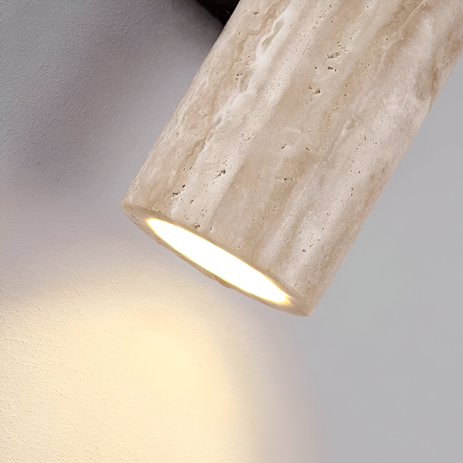 Japandi Travertine Wood Cylinder Wall Sconce LED 1-light Lasson Living