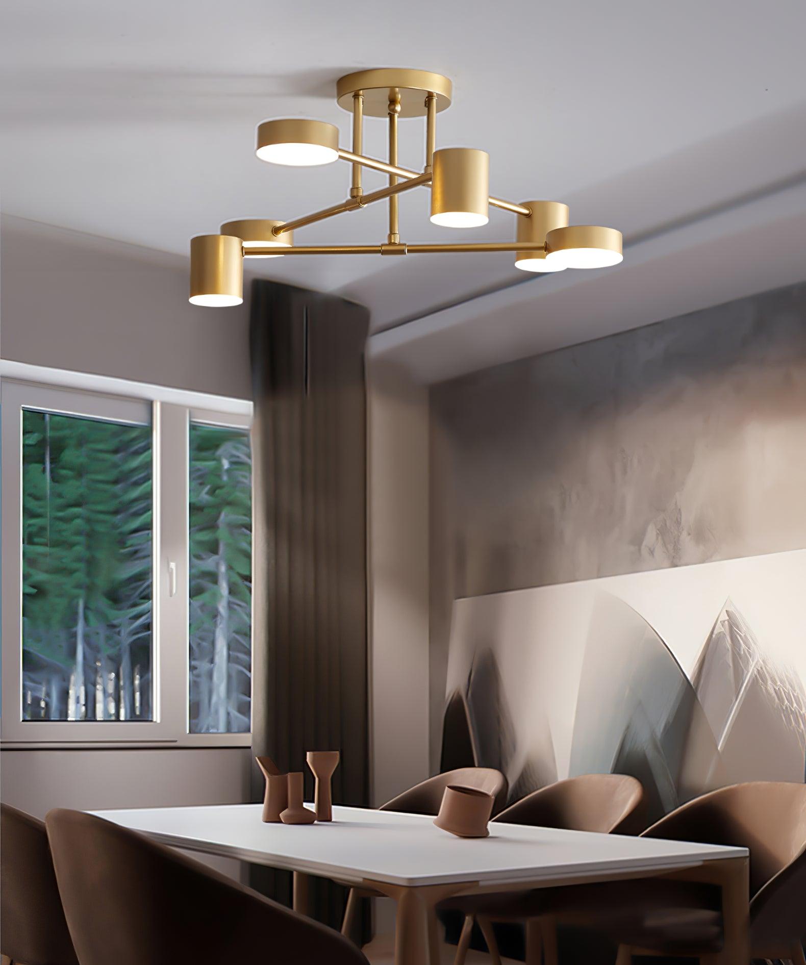 Modern Brass Globe LED Sputnik Ceiling Light 6-Light Lasson Living