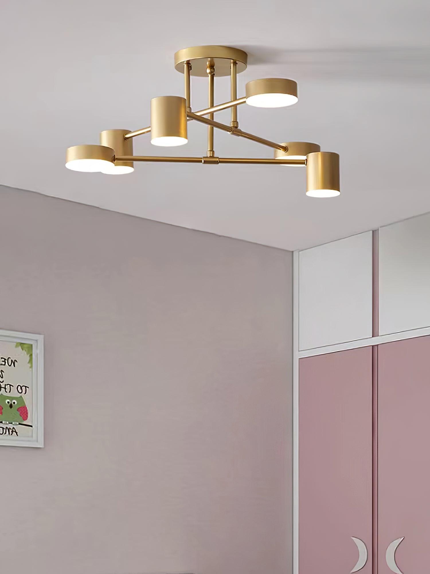 Modern Brass Globe LED Sputnik Ceiling Light 6-Light Lasson Living