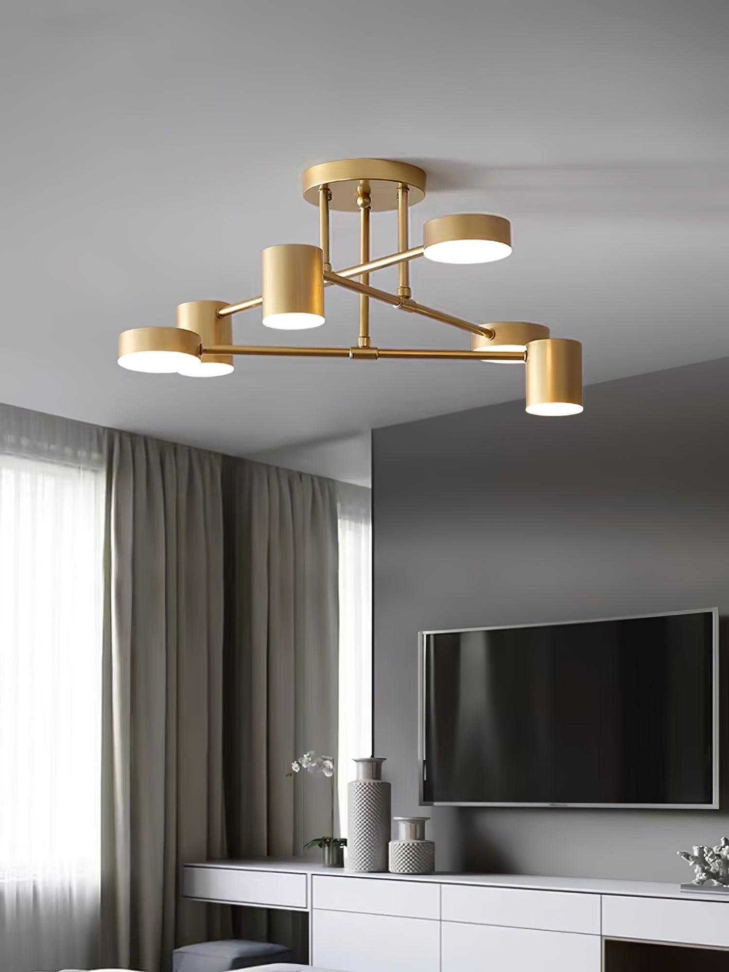 Modern Brass Globe LED Sputnik Ceiling Light 6-Light Lasson Living