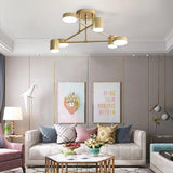 Modern Brass Globe LED Sputnik Ceiling Light 6-Light Lasson Living