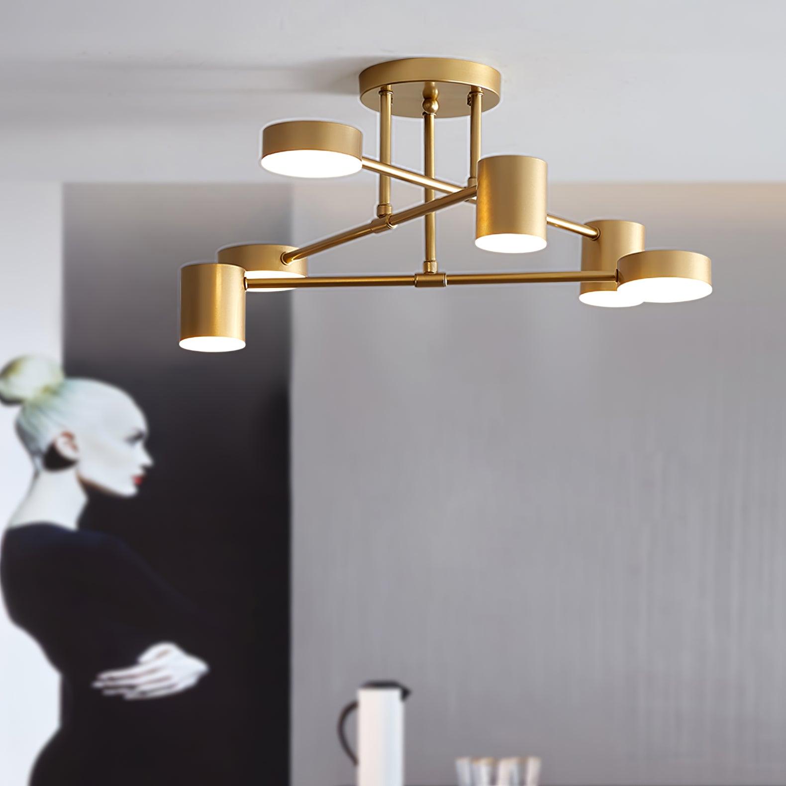Modern Brass Globe LED Sputnik Ceiling Light 6-Light Lasson Living